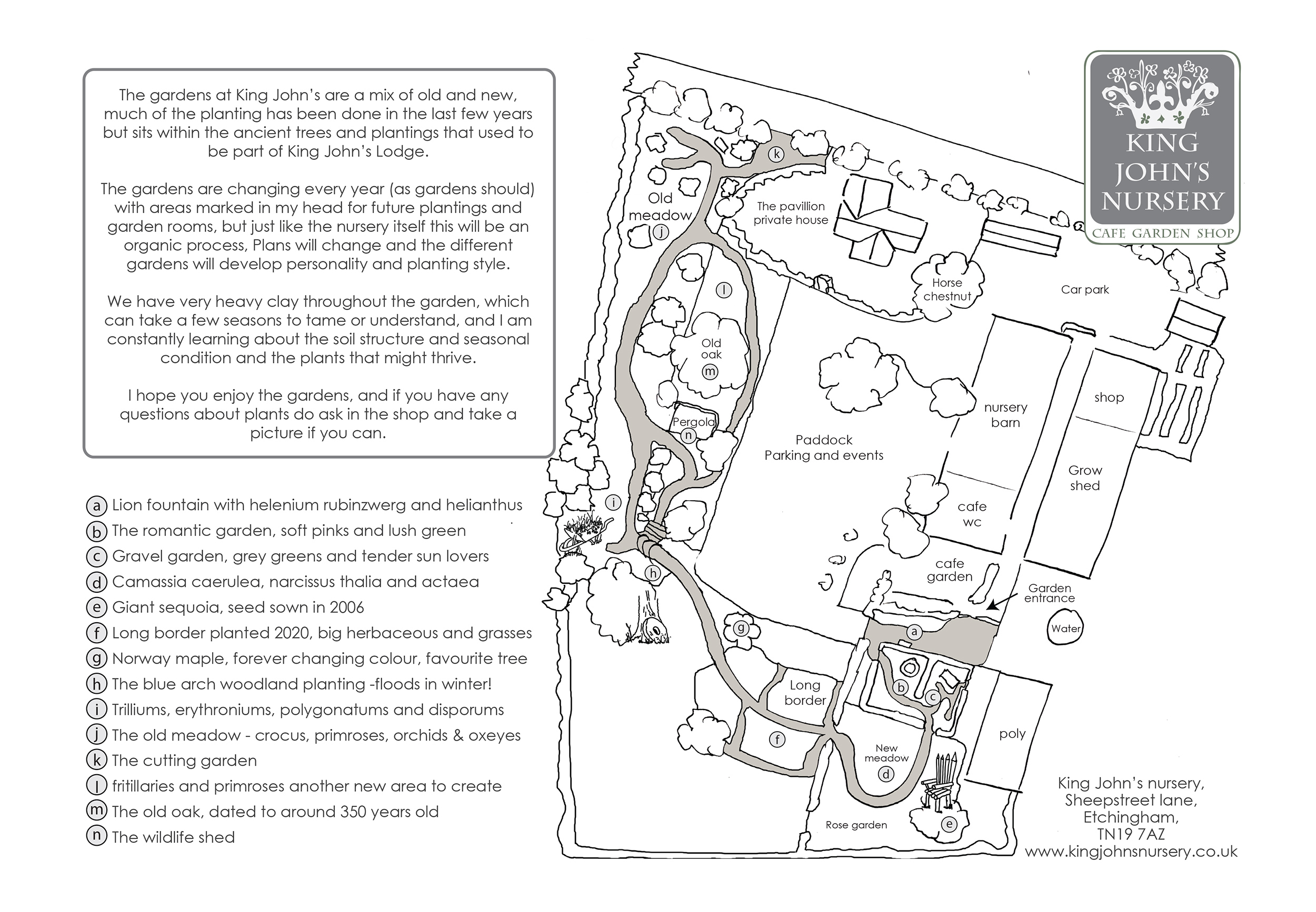 King Johns Nursery Garden Map